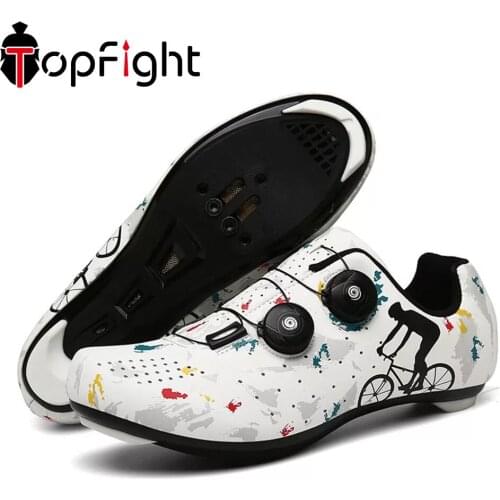 TopFight White Cycling Shoes Road Bike MTB Pro Self-Locking Mountain Bike Shoes Racing Triathlon Sapatilha Ciclismo