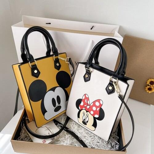 2021 New Disney Mickey Mouse Large Capacity Handbag Cartoon Lady PU Waterproof Shoulder Bag Crossbody Bag Diaper Bag