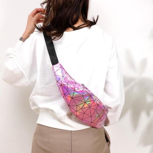 Women Men Waist Packs Patent Leather Geometric Crossbody Shoulder Chest Fanny Belt Bags Unisex Pouch for Travel Accessories