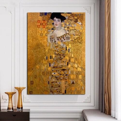 100% Hand Painted Retro Famous Gustav Klimt Adele Bloch Bauer I Oil Paintings Modern Home Decoration Wall Art Picture Room