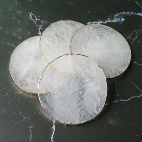 2pcs crystal cup mat white crystal ornaments crystal AGATE SLAB Geode Slice Crystal Mineral Coaster