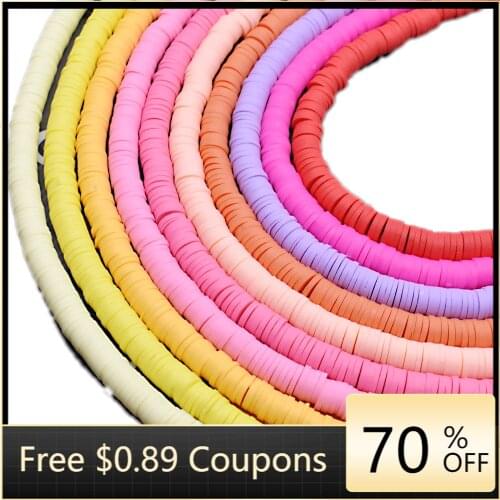 4mm Multi Colors Flat Round Handmade Polymer Clay Beads Chip Disk Loose Spacer Beads for Fashion Jewelry Making DIY Necklace