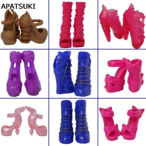 5pairs/lot Mix Style Fashion Design Shoes High Heel Shoes For Monster High Dolls Sandals For 1/6 Monster Dolls