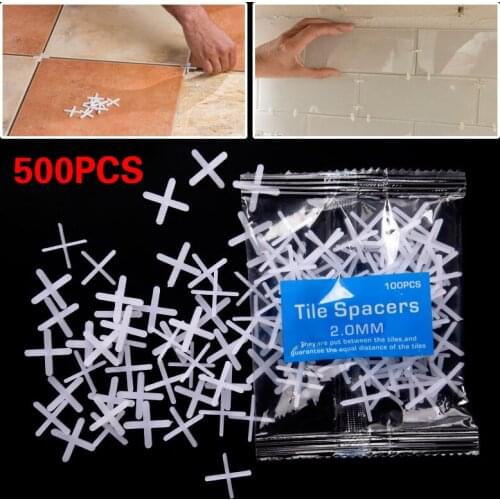 500pcs Tile Spacer Cross Plastic 2mm Tiling Ceramic Tilers Plumber White Cross Clips Tile Leveling System Tile Locator Gap Tool