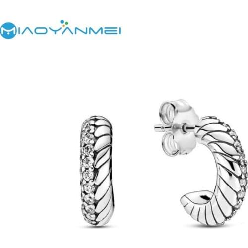 925 Sterling Silver Pave Earrings 2020 Autumn New Hooked Snake Bone Pattern Stud Earrings Women Birthday Gift Fashion Jewelry