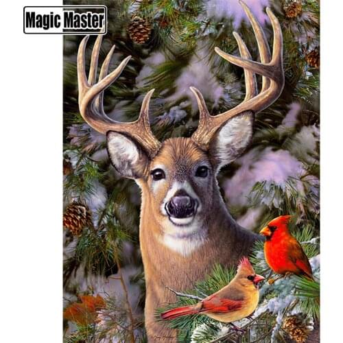 Diamond Mosaic Cross Stitch 5D DIY Diamond Painting Full Square/Round Animal Deer Patterns Rhinestones Beadwork Decor Home