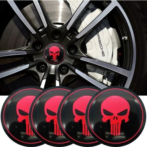 Car Accessories 56.5mm Punisher Car Steering Tire Wheel Center Car Sticker Hub Cap Emblem Decals For Kuga Escape Ecosport Fiesta