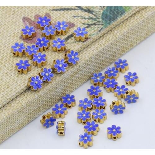 7mm lovely flower blue enamel cloisonne spacers beads 10pcs high grade diy bracelets/necklaces accessories jewelry findingsB2501
