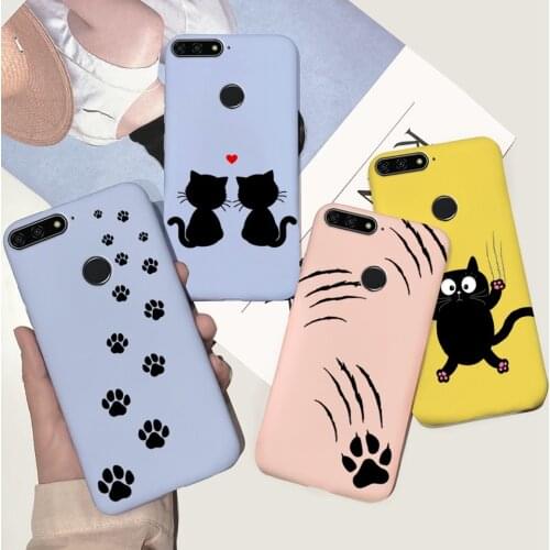 For Huawei Honor 7C Pro Case 5.99" Couples Phone Case Cute Heart Liquid Silicone Fundas For Honor 7C PRO LND-L29 7 C PRO Cover