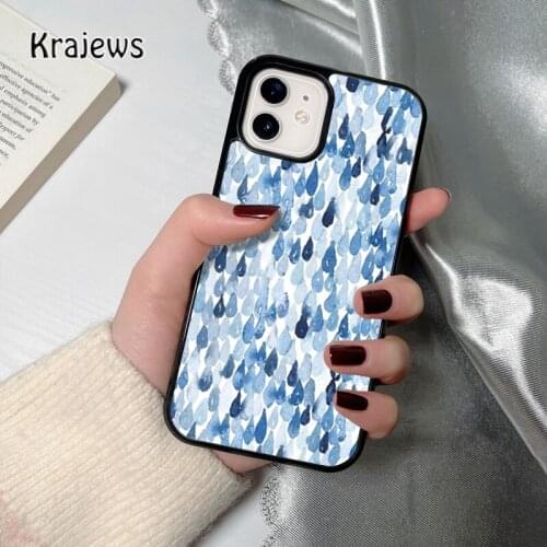 Krajews Watercolor Rain coque Phone Case for iPhone 12 mini 5 6S 7 8 PLUS X XS XR 11 PRO MAX SE 2020 Back Cover Funda Shell
