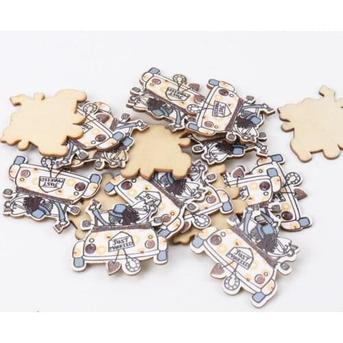 Lovers Drive Car Pattern Wooden Scrapbooking Art Collection Craft Handmade Accessory Sewing Home Decoration 36x40mm 20pcs