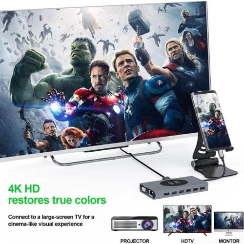 Hot Sale USb Type C Hub 15 in 1 HDMI-Compatible Docking Station HDD SSD SD TF VGA Rj45 Ethernet Audio PD87W Fast Charge