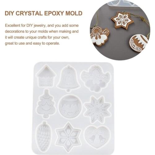 DIY Resin Epoxy Crystal Mold Christmas Tree Snowflake Elk Pendant Silicone Mould DIY Keychain Listing Ornament Silicone Mold