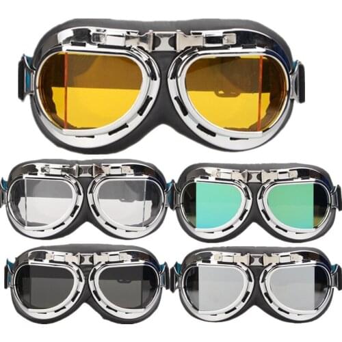 Hot Retro Pilot Helmet Steampunk Copper Motorcycle Eyewear Goggles ATV Dirt Bike