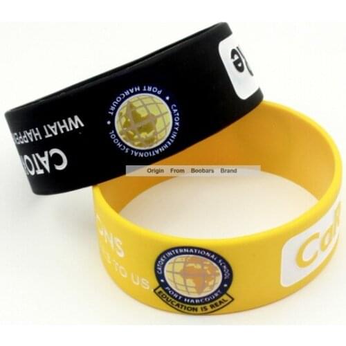 Custom 1 inch Width Logo Text Print Promotion Cheap Silicone Wristbands Logo Design Personlize Gift print Bracelet 100pcs