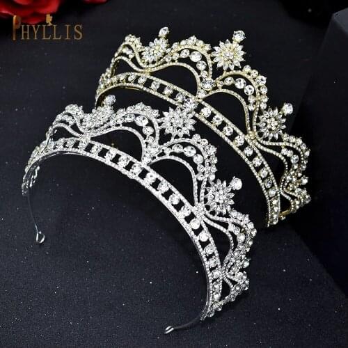 A264 Crystal Bride Tiara Silver Golden Wedding Hair Accessories Headpieces Rhinestone Bridal Headwear Head Jewelry Women Crown