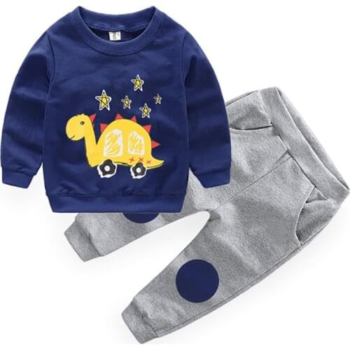 ZWY1298 Fashion Solid Color Tracksuit For Children Spring Autumn Clothes Child Boy Sets Cotton Long Sleeve Tops+Pants