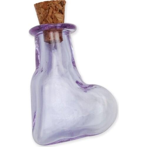 Lovely heart shape glass wish glass bottle,wholesale wish glass message vials with wood cork