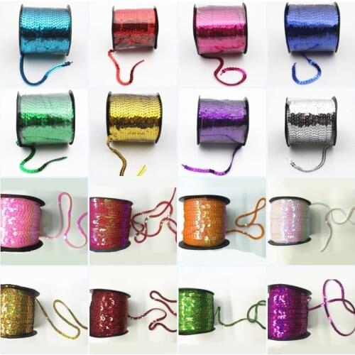 100 Yards/roll 6mm Loose Diameter Round Flat Sequins Paillettes Sewing on Trims for Crafts Cloth Accessory Jewelry Decorative