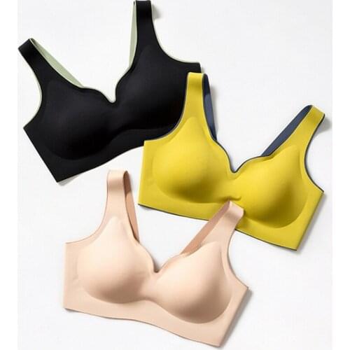 Latex Underwear Women Thin No Steel Ring Ultra-Light Gather Sports Vest Sleep Bra 6 Colors Available