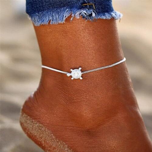 Minimalist Silver Turtle Pendant Anklet For Women Summer Beach Foot Accessories Foot Chain Ankle Bohemian Simple Girl Gifts