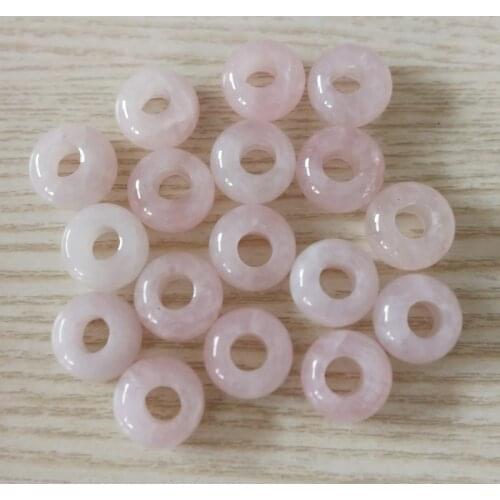 Fashion natural pink crystal stone beads round 14x8mm big hole beads For Bracelet wholesale 50pcs/lot free shipping