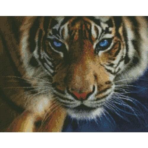Blue Eyed Tiger Animal Top Quality Cross Stitch Kits 14CT Unprinted Counted Sewing kit DIY Embroidered Handmade Home Decor