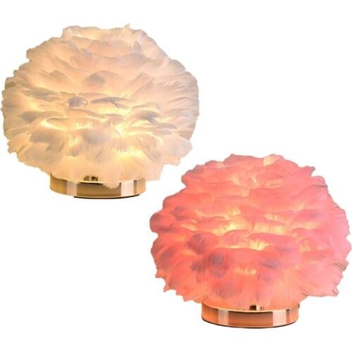 Feather Table Lamp Light Home Porch Vanity Sconces Decoration Lighting EU Plug portable Decoration