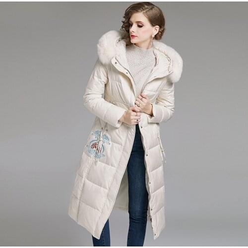 New style winter women temperament thicken fashion hooded duck down coat slim oversize girl medium long female outerwear lady