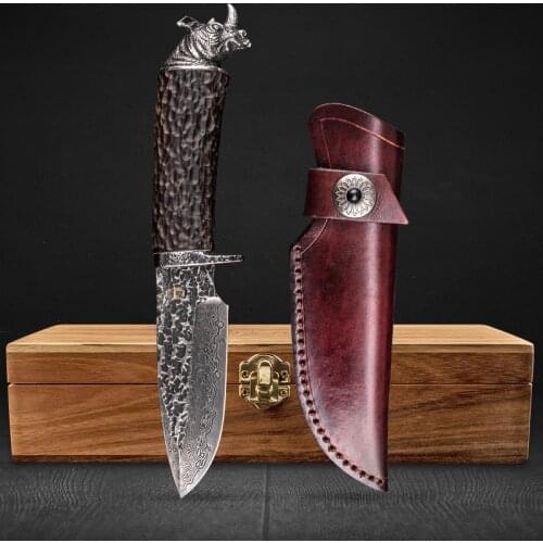 HX OUTDOORS knives hunting knife seal good hardness Damascus knives curve fefence tool survival camping top 2019 design