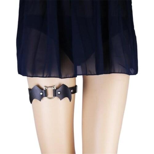 Sexy Women Gothic Bat Wing Leather Leg Ring Punk Harness Garter Belt Adjustable Suspender D678
