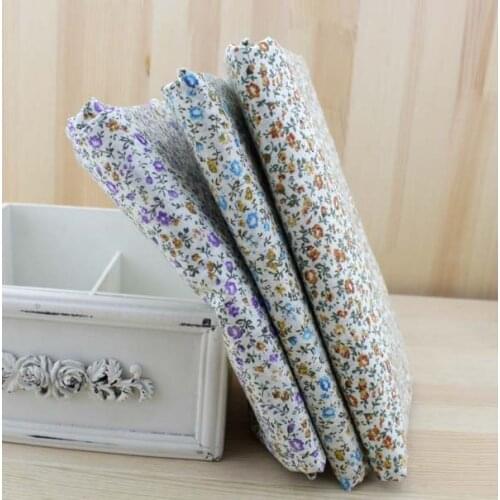Plain cloth Dobby cotton cloth Patchwork DIY Quilt Fabric 150CM*50CM 3Pcs/lot Blue, purple brown Rural style Small broken flower