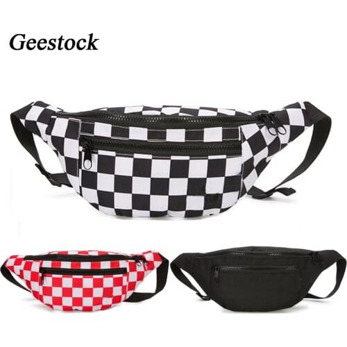 Geestock Women Waist Pack Fashion Plaid Hip Hop Belt Bags Ladies Chest Bag High Capacity Banana Fanny Packs Phone Pouch
