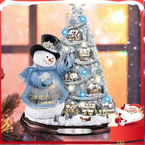 Christmas Tree Rotating Sculpture Train Decorations Paste Window Paste Stickers Christmas Decorations for Home