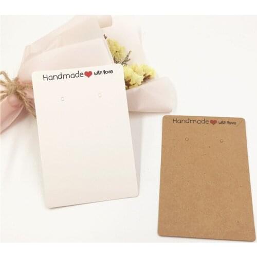 9x6cm 50Pcs/Lot Handmade With Love Paper Kraft Necklace Pendants Jewelry Novelties Cards For Display Bracelet Earrings Eardrops