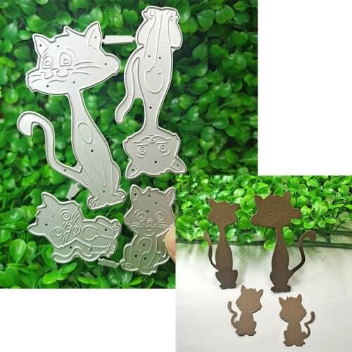 Metal cutting die suitable for festival DIY scrapbook album 3D greeting card making 4P cat template 2021 NEW