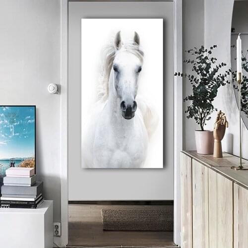 Big Size White Horse Poster And Prints Modern Canvas Painting Decorative Pictures Cuadros Home Decor For Living Room No Frame