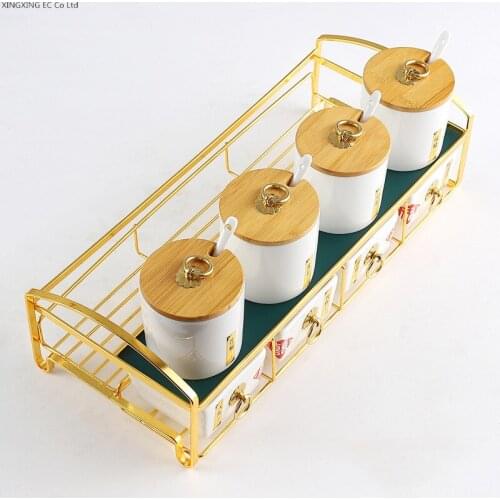 Light Luxury Seasoning Jar Set Household Seasoning Bottles Kitchen Supplies Oil Salt Sauce Vinegar Seasoning Box Storage Box