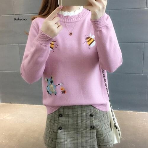 Knitted Turtleneck Women Autumn Winter New Korean Sweater Female Long Sleeve Jumper Yellow pink Pullover Sweaters Tops