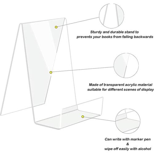 Pack of 5 Acrylic Book Stand Decorative Clear Book Holder Acrylic Display Rack Acrylic Holders for Home Office Book Shop