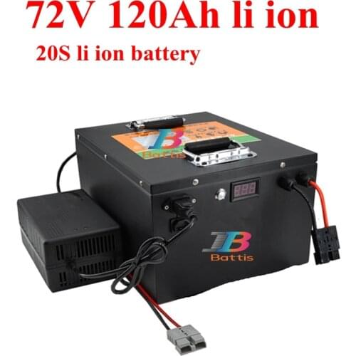 Waterproof li ion 72v 120Ah lithium ion battery 100A BMS for 7000w 6000W bike tricycle Forklift Motocycle AGV +10A charger