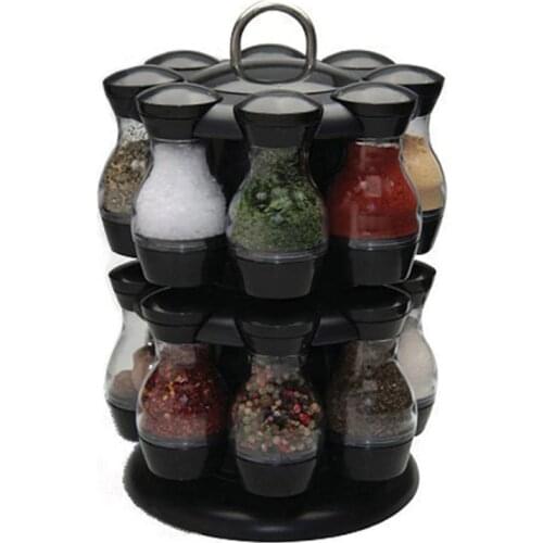 Rotating Spice Rack Jars for Spices Salt Pepper Spicy Container SeasoningJar Holder Kitchen Organizer Storage Pepper Spray