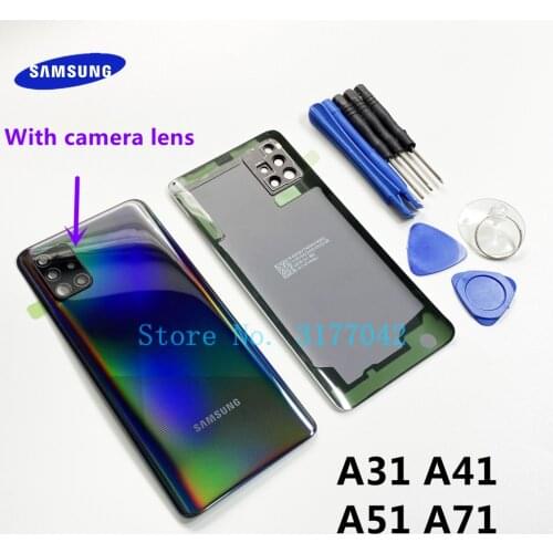 Back Battery Cover Rear Case Door Plastic Housing Replacement For Samsung Galaxy A71 A51 A41 A31 2020 With Adhesive Stickers