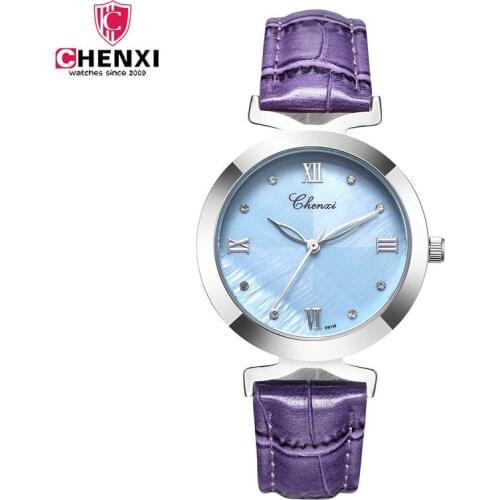 CHENXI Fashion Quartz Ladies Watch Mother-of-pearl Dial Simple Waterproof Temperament Diamond Luxury Watch WA181