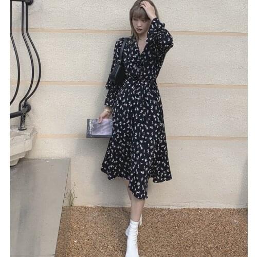 French Bohemian Floral Maxi Dress for Womens 2021 Fashion High Waist Flare Sleeve Clothes Elegant Ladies V Neck Birthday Dresses