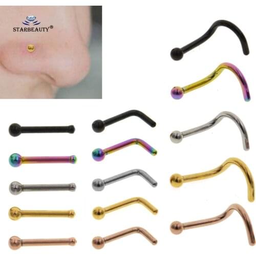 1Pc 20G Titanium Steel Wholesale Body Piercing Jewelry 20G Body Pircing Jewelry Small Nose Studs Piercing Nose Rings