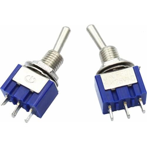 10/5Pcs Miniature Toggle Switch Single Pole Double Throw SPDT (MTS103) ON-OFF-ON 120VAC 6A 1/4 Inch Mounting MTS-103