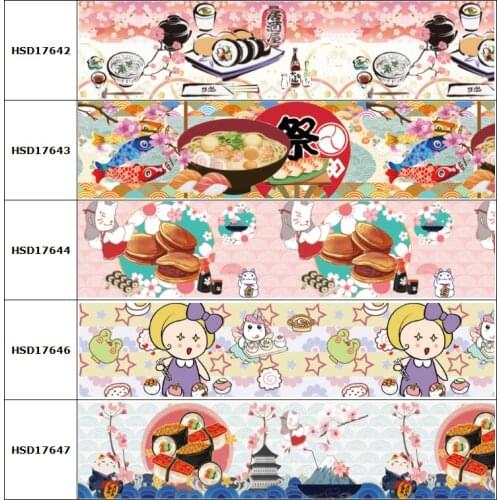 10yard Flower Japanese Style Cartoon Printed Grosgrain Ribbon Accessory Hairbow Headwear Decoration DIY Wholesale OEM 38MM 75MM