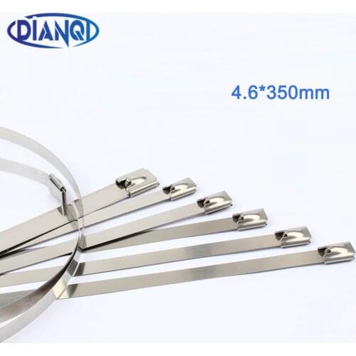 100pcs 4.6x350mm 4.6*350mm 4.6mmx350mm Latching Self-Locking Stainless Steel Zip Cable Tie Lock Tie Wrap cable ties 201 304 316