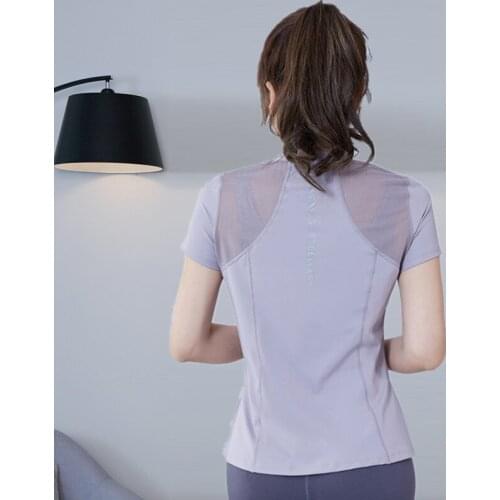 2021 Women Mesh Yoga Shirts Gym Short Sleeve Tops Quick Dry Summer Fitness Workout Running Sports T-shirts Sportswear